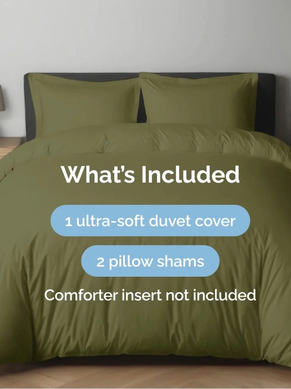 Olive Green Ultra-Soft Duvet Cover Set with 2 Pillow Shams